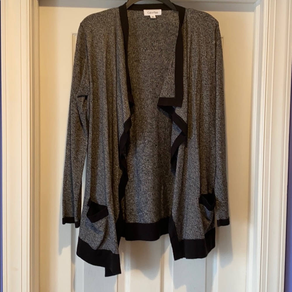 Calvin Klein Grey and black cardigan sweater -